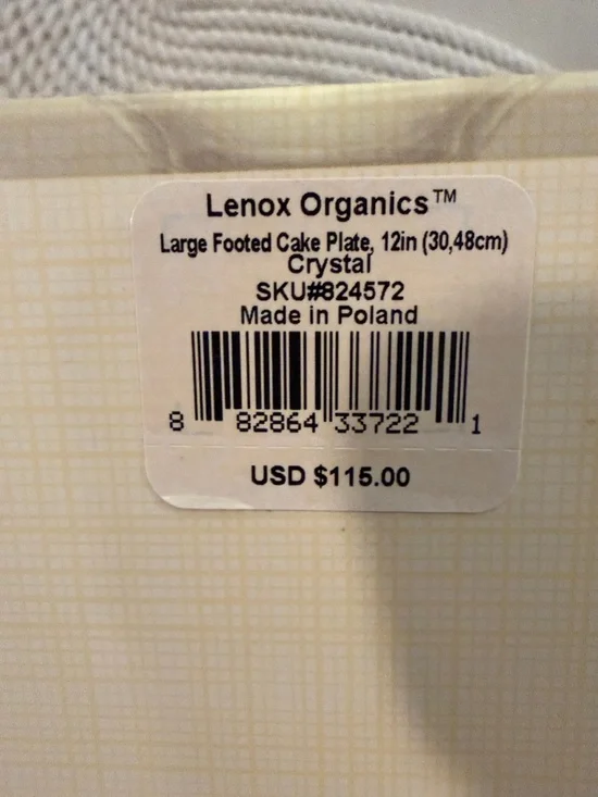 Lenox Crystal Organics Collection Footed Cake Plate - Picture 3 of 8